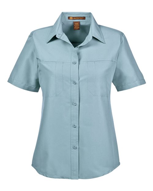 Harriton M580W — Women's Key West Short Sleeve Performance Staff Shirt — Cloud Blue