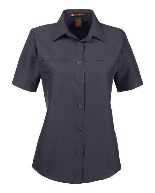 Harriton M580W — Women's Key West Short Sleeve Performance Staff Shirt — Dark Charcoal