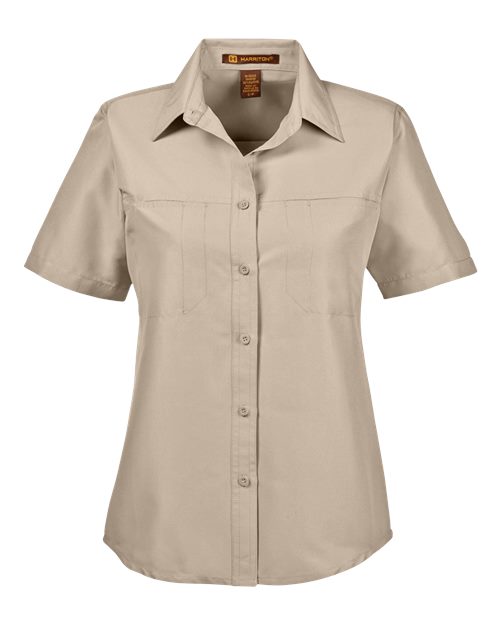 Harriton M580W — Women's Key West Short Sleeve Performance Staff Shirt — Khaki