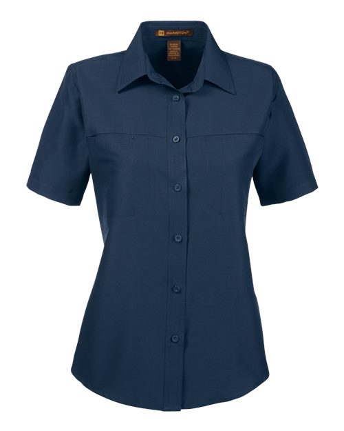 Harriton M580W — Women's Key West Short Sleeve Performance Staff Shirt — Navy