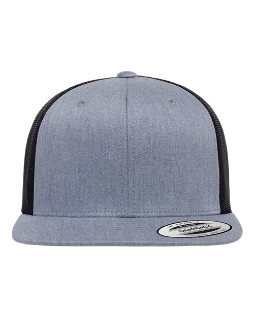 YP Classics 6609 — Retro High Profile Trucker Cap — Heather Grey/ Black