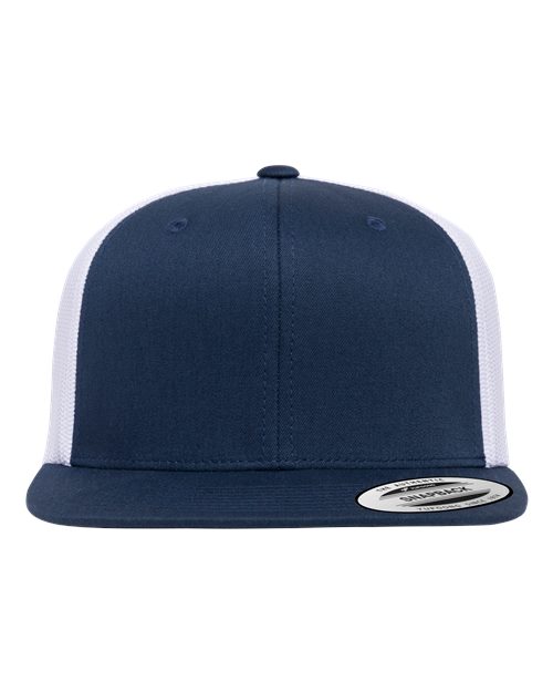 YP Classics 6609 — Retro High Profile Trucker Cap — Navy/ White