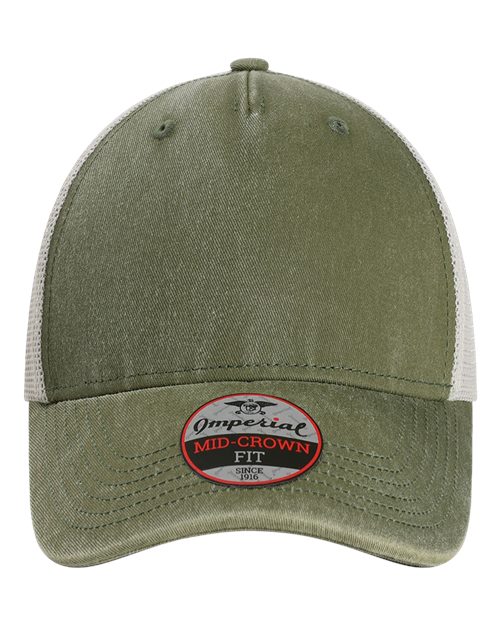 Imperial X240M — The Gambit Mesh Back Cap — Olive Green/ Stone