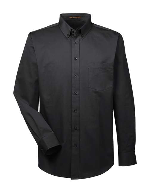 Harriton M581 — Men's Foundation Cotton Twill Dress Shirt with Teflon — Black
