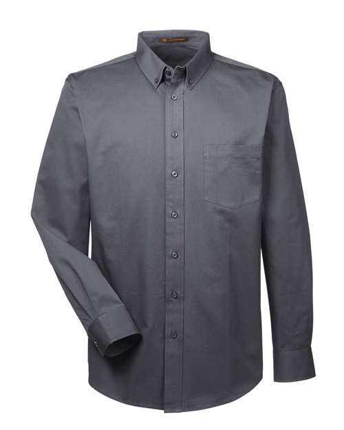 Harriton M581 — Men's Foundation Cotton Twill Dress Shirt with Teflon — Dark Charcoal