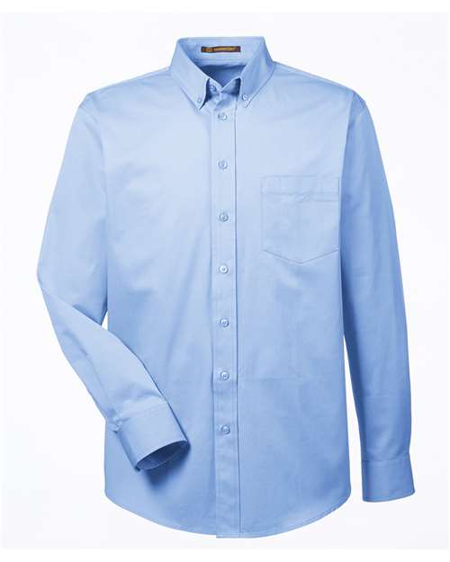 Harriton M581 — Men's Foundation Cotton Twill Dress Shirt with Teflon — Industry Blue