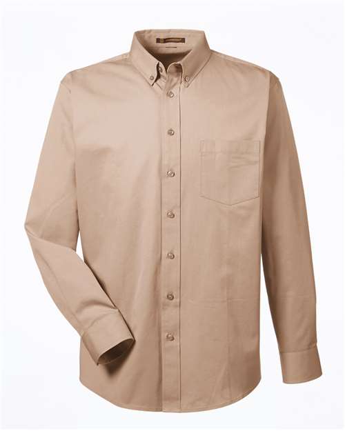 Harriton M581 — Men's Foundation Cotton Twill Dress Shirt with Teflon — Khaki