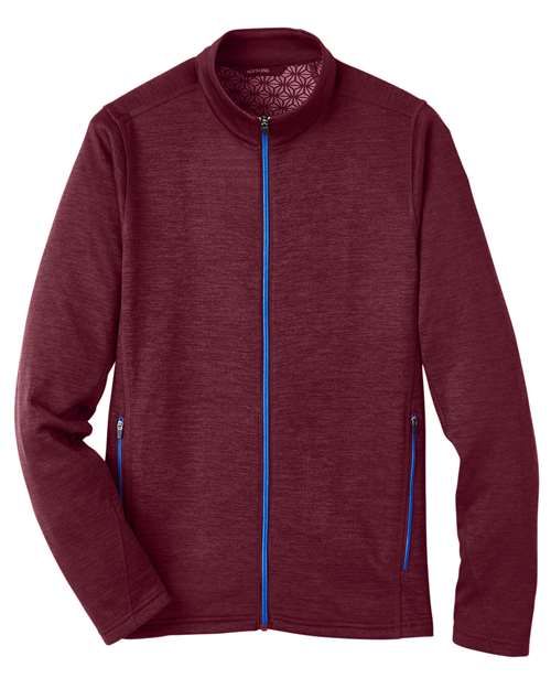 North End NE712 — Men's Flux 2.0 Full-Zip Jacket — Burgundy Heather/ Olympic Blue