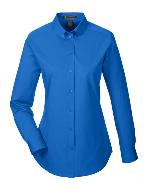 Harriton M581W — Women's Foundation Cotton Twill Shirt with Teflon — French Blue