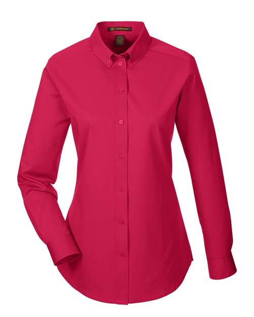 Harriton M581W — Women's Foundation Cotton Twill Shirt with Teflon — Red