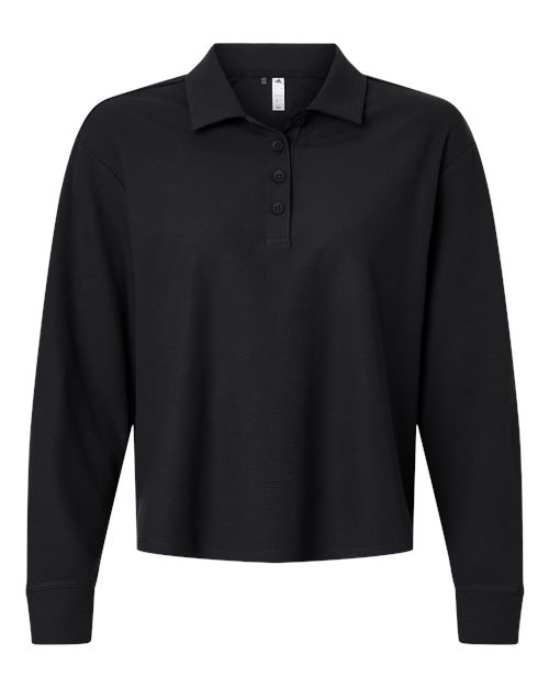Adidas A1008 — Women's Beyond Long Sleeve Loose Polo — Black