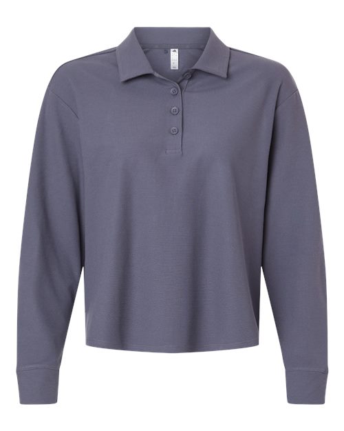 Adidas A1008 — Women's Beyond Long Sleeve Loose Polo — Preloved Violet