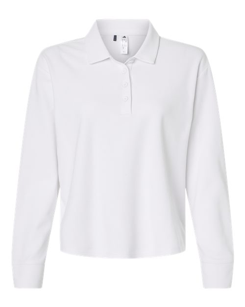 Adidas A1008 — Women's Beyond Long Sleeve Loose Polo — White