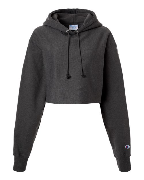 Champion RW01W — Women's Reverse Weave® Hooded Cropped Sweatshirt — Charcoal Heather