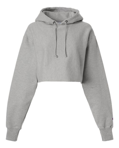 Champion RW01W — Women's Reverse Weave® Hooded Cropped Sweatshirt — Oxford Grey