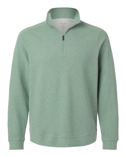 North End NE725 — Men's Spirit Textured Quarter-Zip Pullover — Sage Green Heather