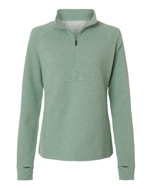North End NE725W — Women's Spirit Textured Quarter-Zip Pullover — Sage Green Heather