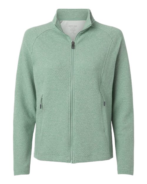 North End NE727W — Women's Spirit Textured Full-Zip — Sage Green Heather
