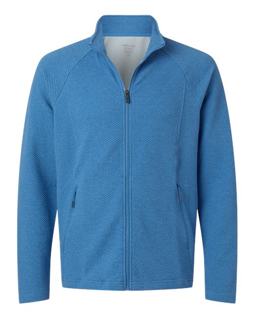 North End NE727 — Men's Spirit Textured Full-Zip — Light Nautical Blue Heather