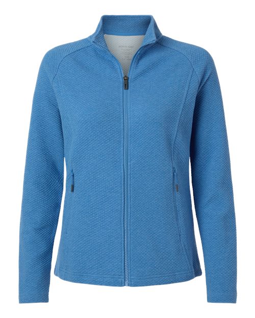 North End NE727W — Women's Spirit Textured Full-Zip — Light Nautical Blue Heather