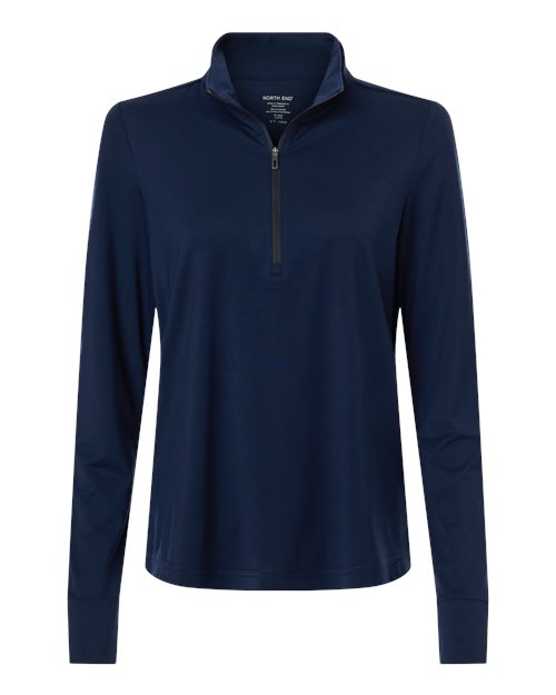 North End NE405W — Women's JAQ Stretch Performance Quarter-Zip — Classic Navy/ Carbon
