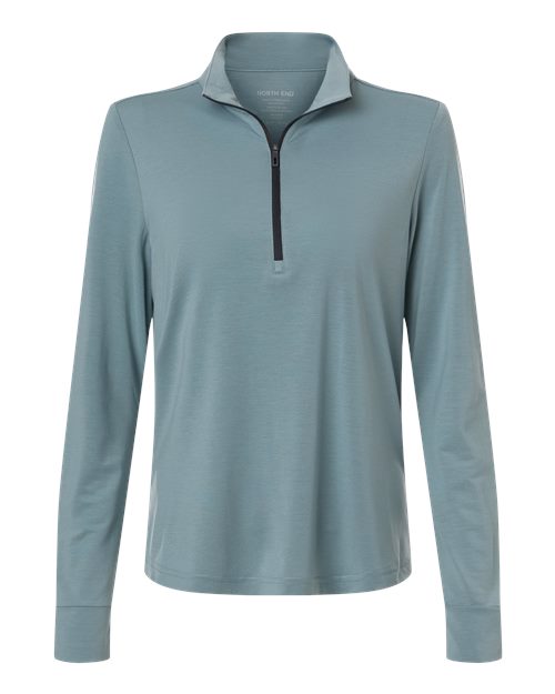 North End NE405W — Women's JAQ Stretch Performance Quarter-Zip — Opal Blue/ Carbon 
