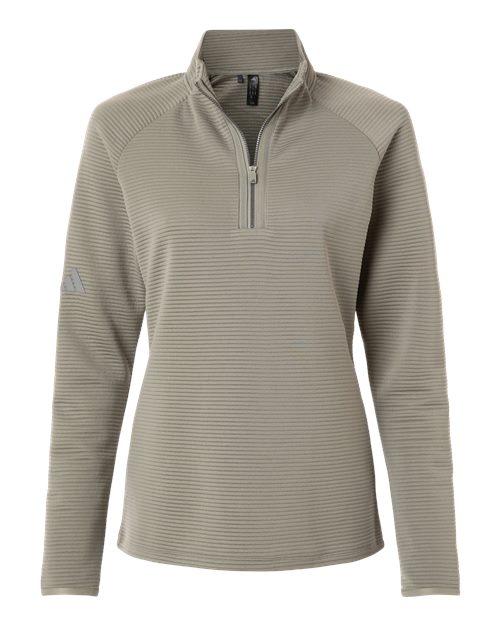 Adidas A589 — Women's Spacer Quarter-Zip Pullover — Silver Pebble