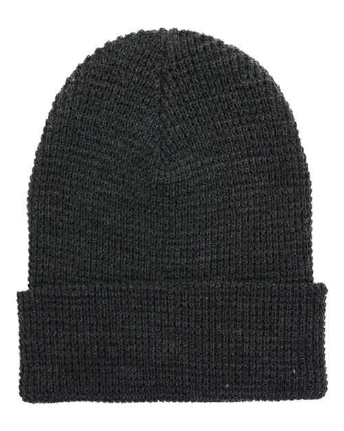 YP Classics 2501KC — Waffle Cuffed Knit Beanie — Dark Grey