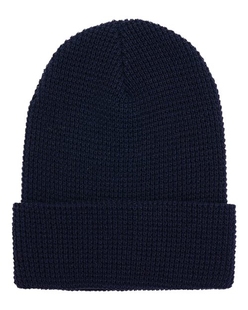 YP Classics 2501KC — Waffle Cuffed Knit Beanie — Navy