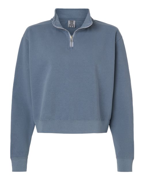 Comfort Colors 1580L — Women's Garment-Dyed Mid-Length Quarter-Zip Sweatshirt — Blue Jean