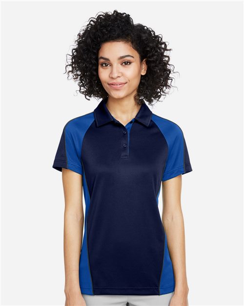 Harriton M385W — Women's Advantage Snag Protection Plus IL Colorblock Polo — main view