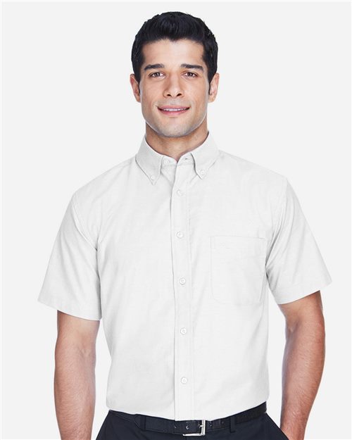 Harriton M600S — Men's Oxford Short Sleeve with Stain-Release — main view