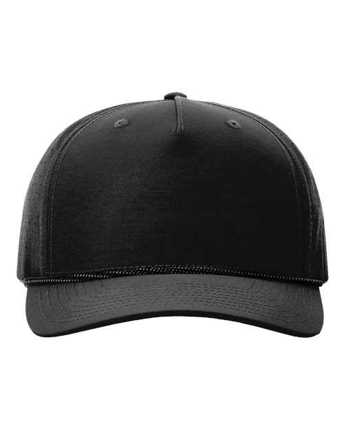 Richardson 355 — Laser Perf Performance Rope Cap — Black/ Black-Grey