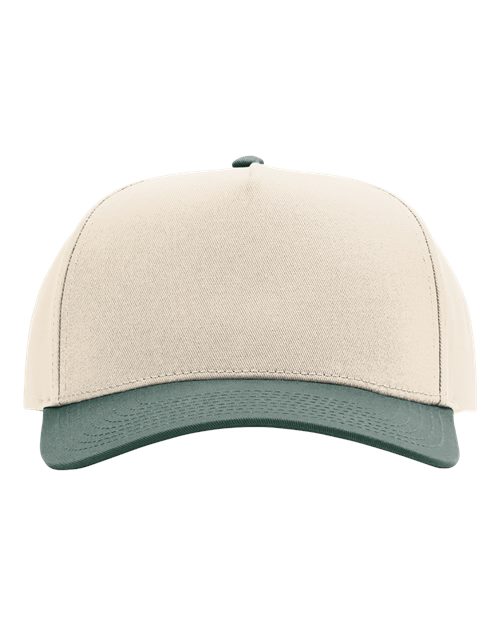Richardson 323FPC — Full Fabric Five-Panel Champ Cap — Cream/ Dark Green
