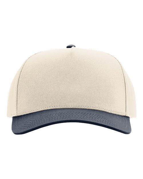Richardson 323FPC — Full Fabric Five-Panel Champ Cap — Cream/ Navy