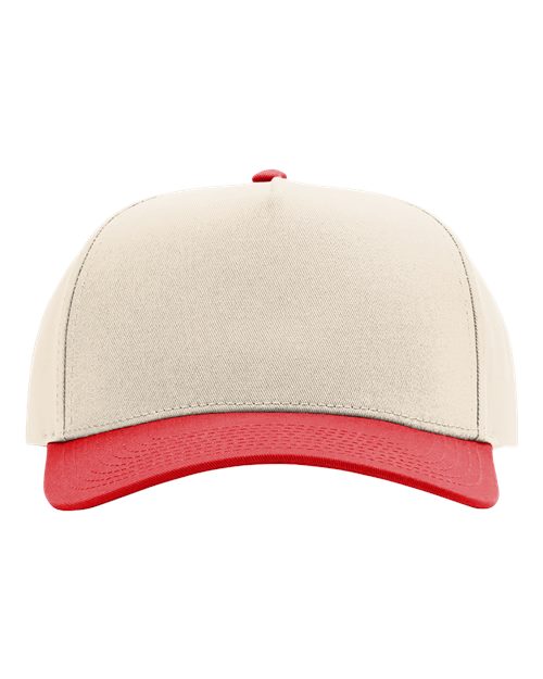 Richardson 323FPC — Full Fabric Five-Panel Champ Cap — Cream/ Red