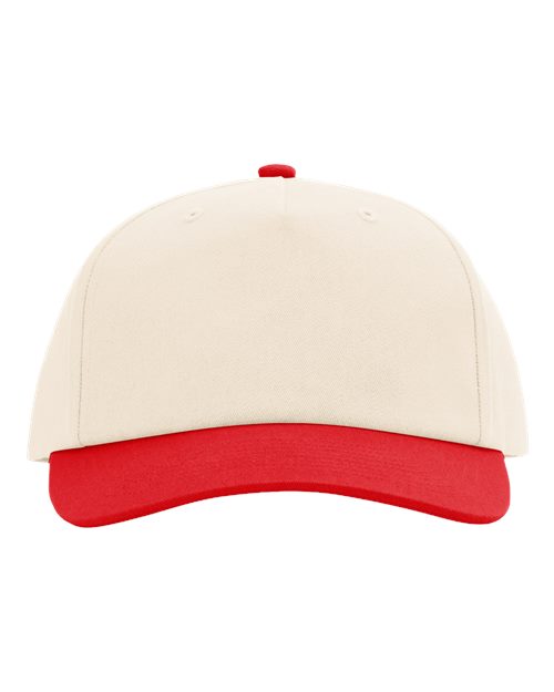 Richardson 356 — Five-Panel Gramps Cap — Cream/ Red
