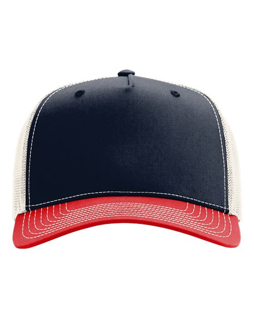Richardson 112FPC — Five-Panel Champ Trucker Cap — Navy/ Birch/ Red