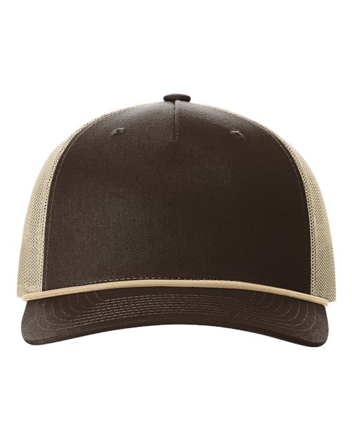 Richardson 112FPR — Five-Panel Trucker Rope Cap — Brown/ Khaki/ Khaki