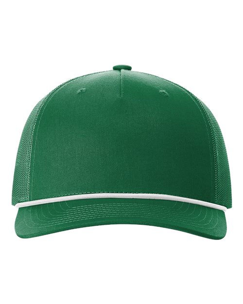 Richardson 112FPR — Five-Panel Trucker Rope Cap — Kelly/ White