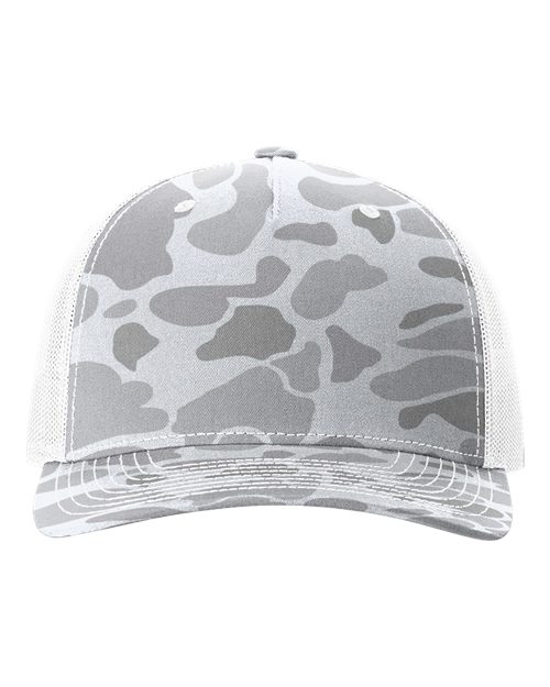 Richardson 112PFP — Printed Five-Panel Trucker Cap — Blizzard Duck Camo/ White