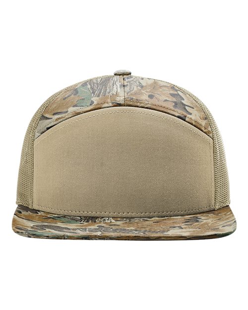 Richardson 168P — Printed Seven-Panel Trucker Cap — Realtree Advantage/ Khaki