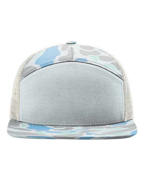 Richardson 168P — Printed Seven-Panel Trucker Cap — Saltwater Duck Camo/ Ice Grey