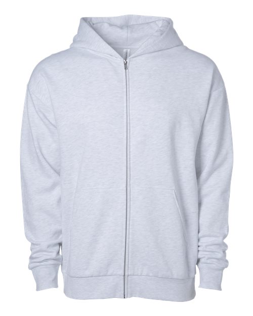 Independent Trading Co. IND280ZIP — Unisex Avenue Midweight Full-Zip Hooded Sweatshirt — Ash Heather