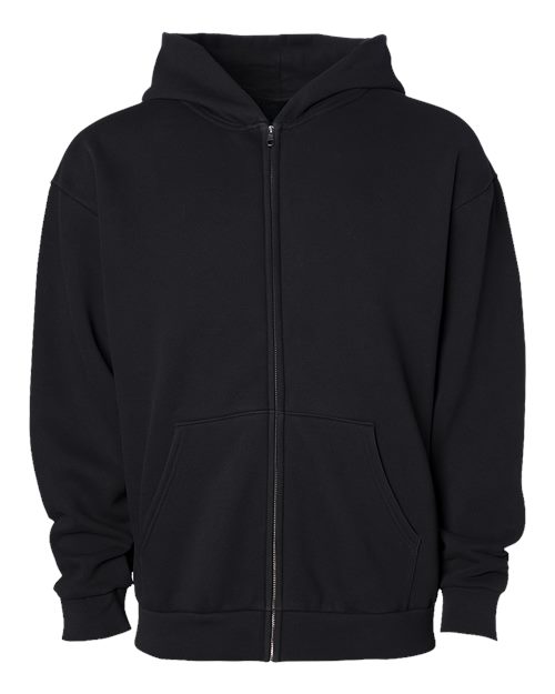 Independent Trading Co. IND280ZIP — Unisex Avenue Midweight Full-Zip Hooded Sweatshirt — Black