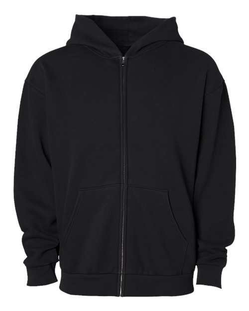 Independent Trading Co. IND420ZIP — Unisex Mainstreet Heavyweight Full-Zip Hooded Sweatshirt — Black