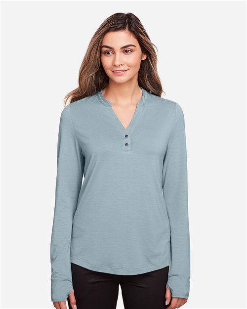 North End NE400W — Women's JAQ Stretch Performance V-Neck Snap Pullover — main view