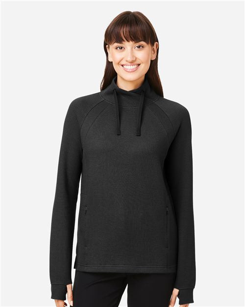 North End NE200W — Women's Rhythm Waffle Cross-Neck Pullover — main view