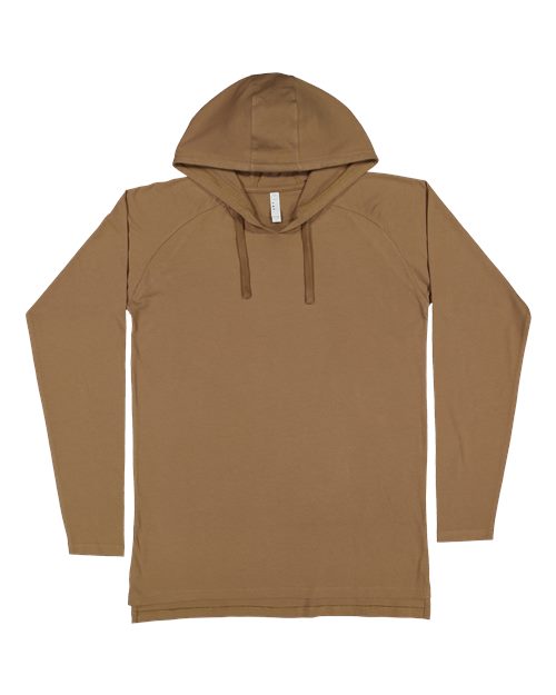 LAT 6917 — Unisex Fine Jersey Hooded Long Sleeve Raglan T-Shirt — Coyote Brown