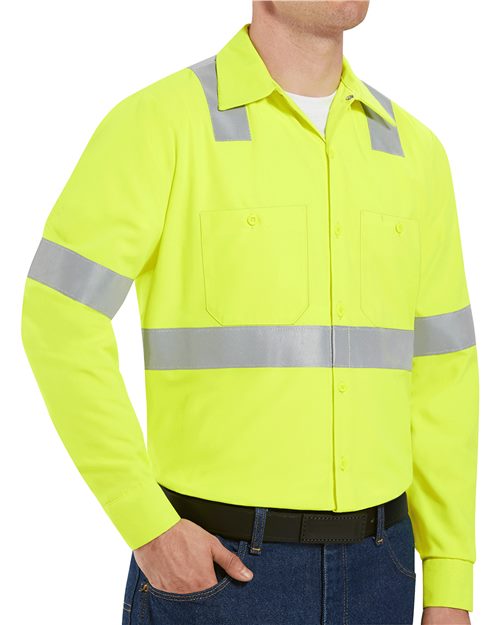 Red Kap SS14HV — Men's High Visibility Safety Long Sleeve Work Shirt — main view